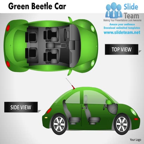 Green beetle car side view powerpoint presentation slides ppt templates