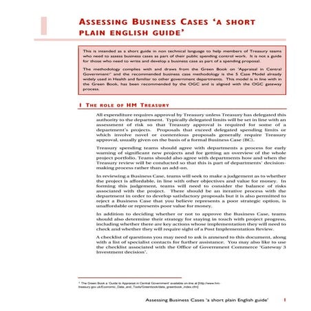 Green book guidance_short_plain_english_guide_to_assessing_business_cases