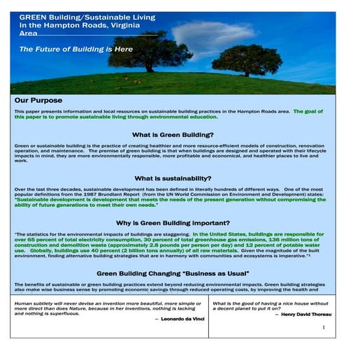 Sustainable Living In the Hampton Roads, Virginia