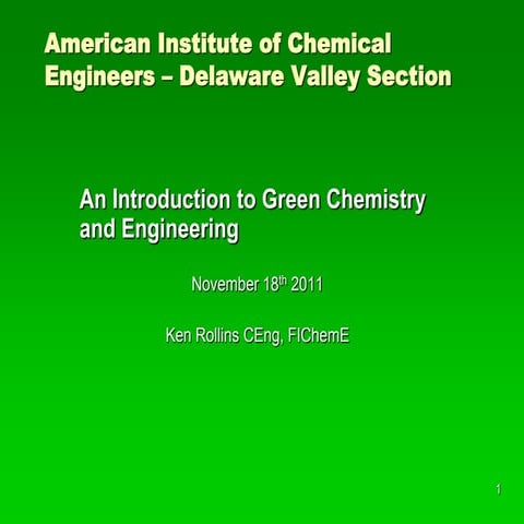 Green Chemistry &amp; Engineering