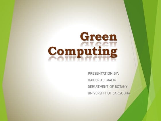 Green computing ppt | PPT