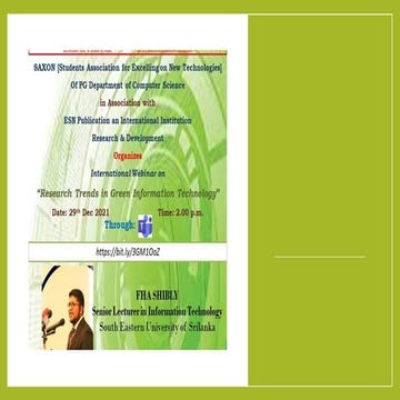 Green Computing Presentation delivered in an international event