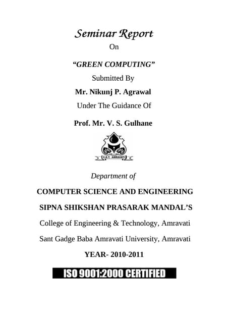 Green Computing Seminar