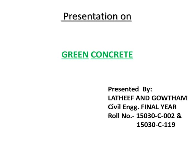 green concrete | DOCX | Civil Engineering Industry | Industries