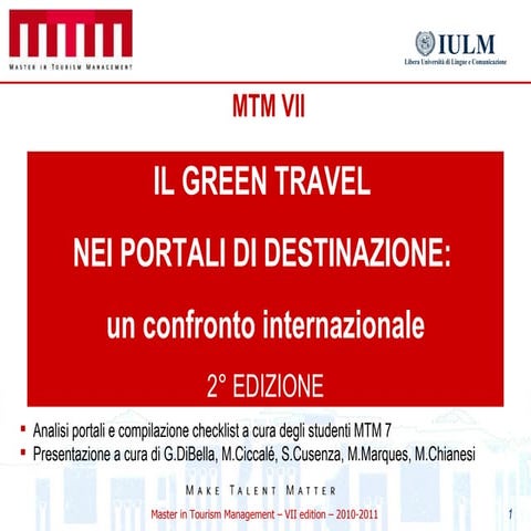 Green Travel in Destination Websites - seconda edizione 2011 (BIT)