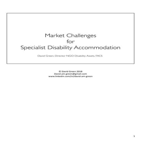 Market challenges Specialist Disability Accommodation