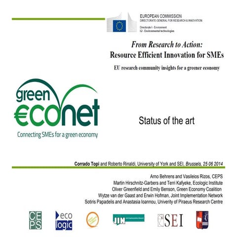 GreenEcoNet – Status of the Art - Corrado Topi, Senior Research Fellow, University of York - SEI