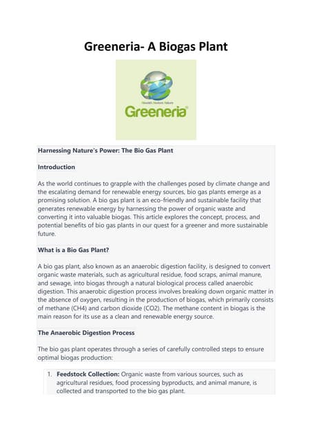 Biogas plant project | PDF