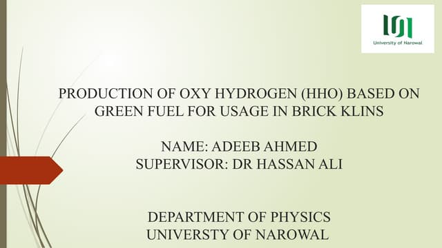 Oxy Hydrogen Gas from water as a GREEN FUEL.pptx