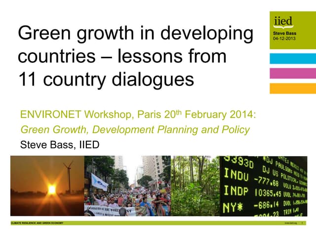 Green growth in developing countries: lessons from 11 country dialogues (Environet - February 2014)