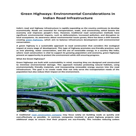 Green Highways_ Environmental Considerations in Indian Road ...