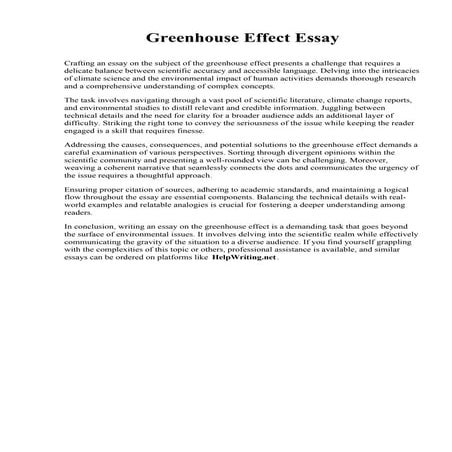 Greenhouse Effect Essay. California Institute of the Arts