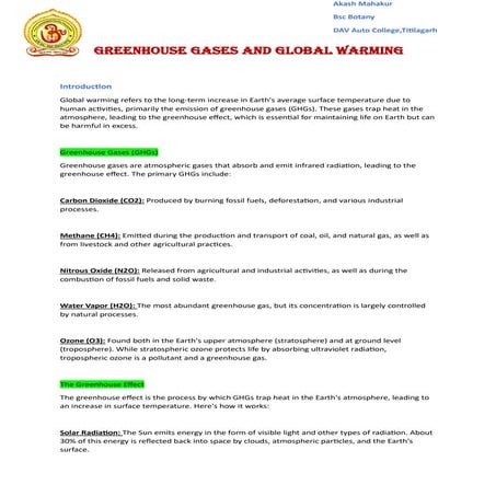 .pptx greenhouse effect and global warming | PPTX