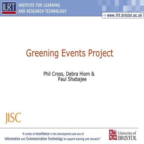 Greening Events Project Presentation for the HE Economics Network