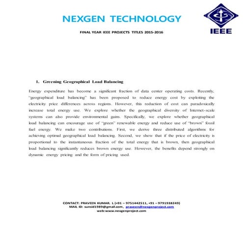 Greening geographical load balancing