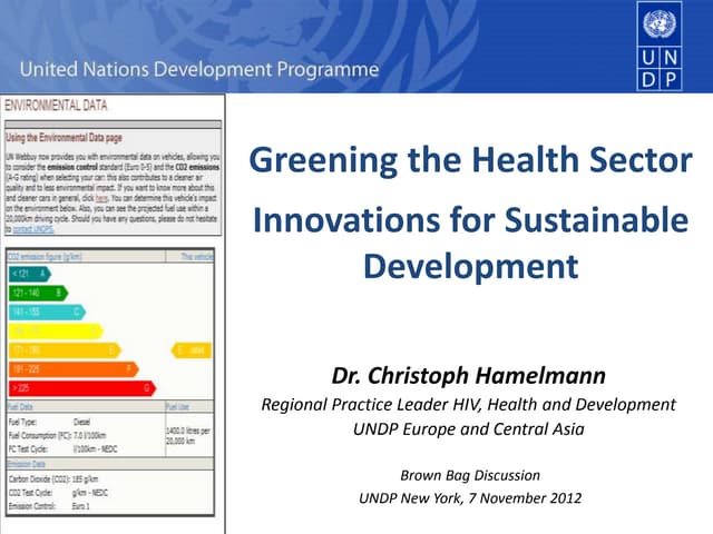 Greening the Health Sector - Innovations for Sustainable Development (2012) 