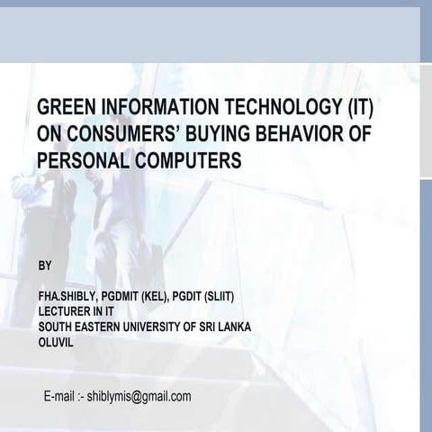 Green computing on Consumer's buying behavior | PPTX