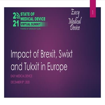Impact of Brexit, Swixit, Turkxit for the European Medical Device Market