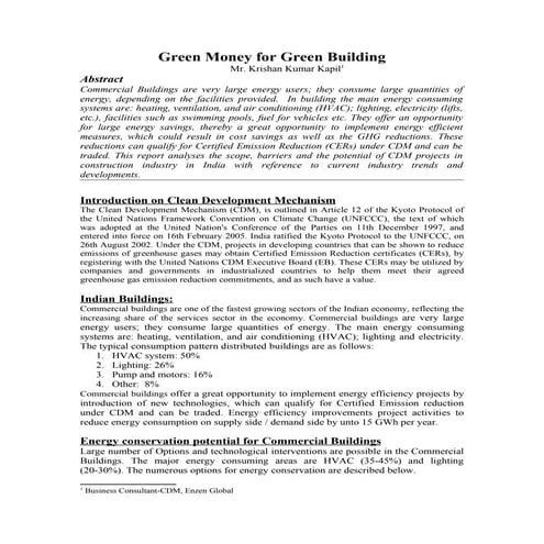 Green Money For Green Building