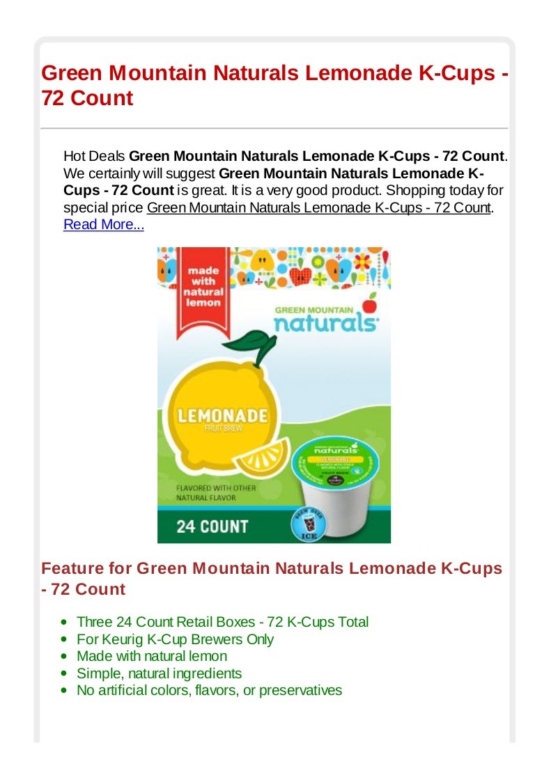 Green mountain naturals lemonade k cups 72 count