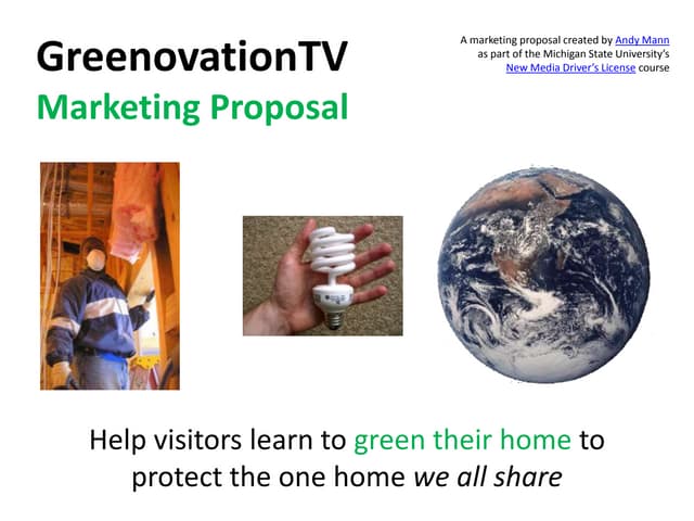 GreenovationTV marketing proposal