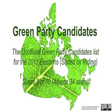 Green Party Candidates Slides 8 of 10 (alberta 34 seats)