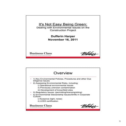 Dealing with Environmental Issues on the Construction Project, November 16, 2011