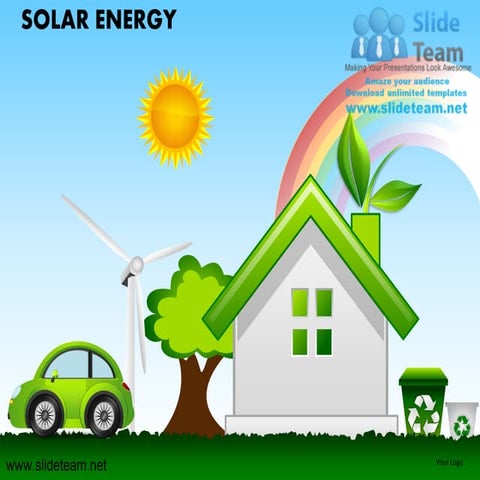 Green renewable windmill solar energy powerpoint presentation templates.