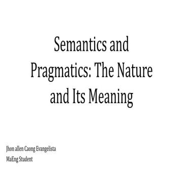 Semantic vs Pragmatics | PPT
