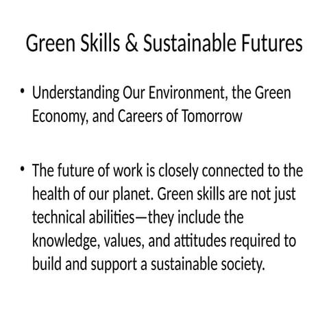 Ppt for school project on the topic "Green Skills" | PPTX