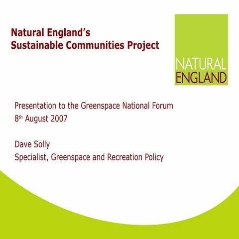 Natural England's Sustainable Communities Project