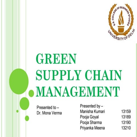 Green supply chain management 