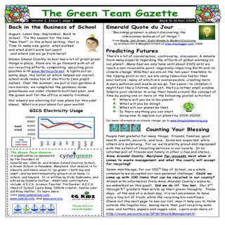 Green Team Gazette 2.1 Back To Scho...