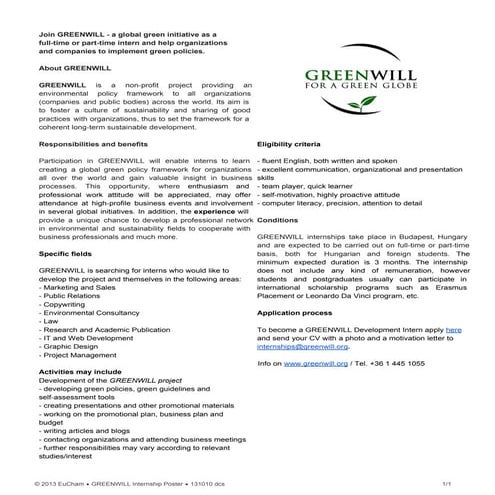 Greenwill Development Intern