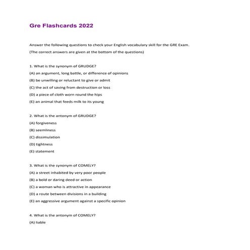 Gre Flashcards 2022