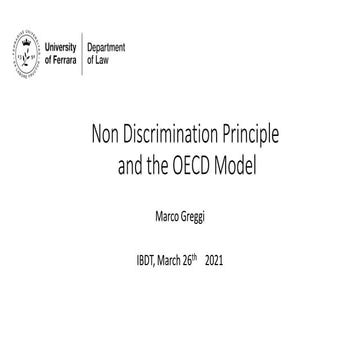 Non Discrimination Principle and the OECD Model | PPTX