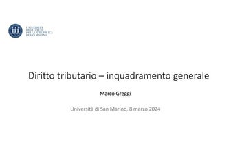 Profili di fiscalità generale nei rapporti tra Italia e repubblica di San Marino