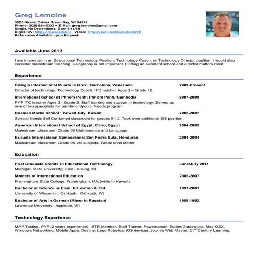 Greg lemoine 2013resumé