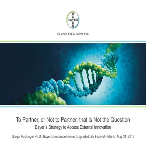 To Partner, or Not to Partner, that is Not the Question. Gregor Fachinger, BA...