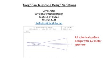 Gregorian telescope designs
