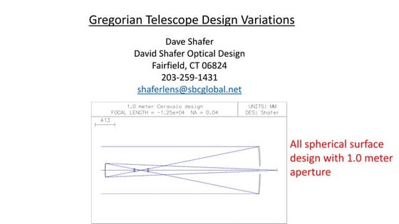 Gregorian telescope designs