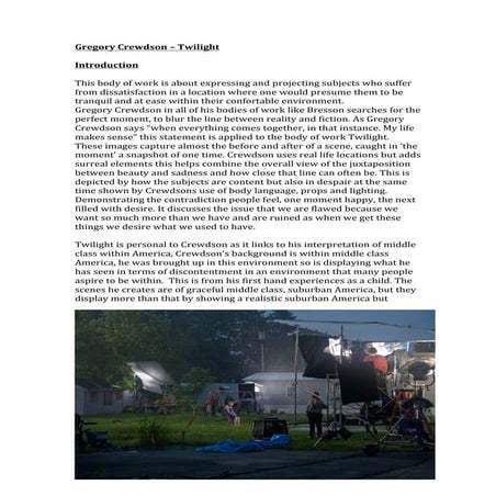 Gregory crewdson – ART3 - Section A