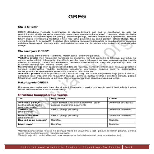 Novi GRE - Informacije