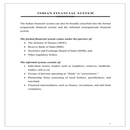 India Financial System