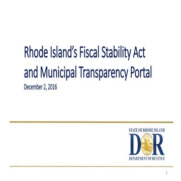 Rhode Island's Fiscal Stability Act and Municipal Transparency Portal