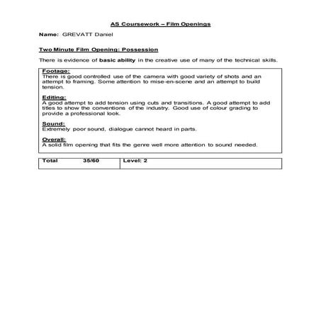 Grevatt daniel as cw production feedback sheet