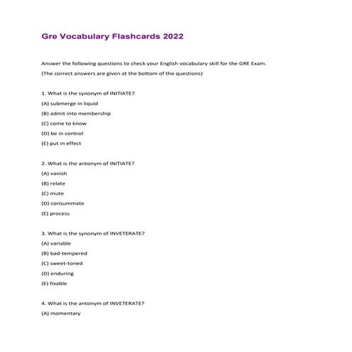 Gre Vocabulary Flashcards 2022