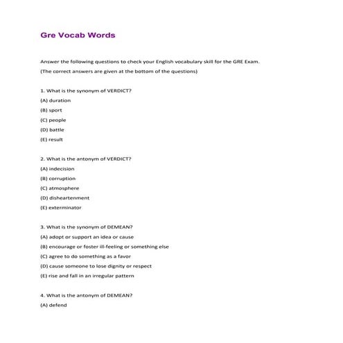 Gre Vocab Words