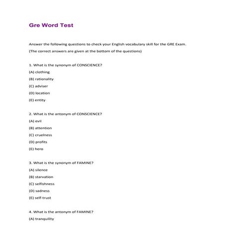 Gre Word Test