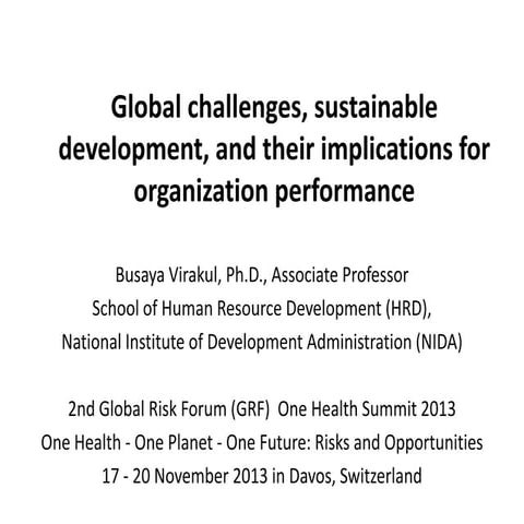 Global Challenges, Sustainable Development, And Their Implications For Organi...
